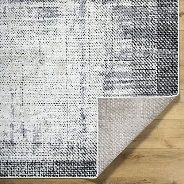 Siyah Black Modern Abstract 7 ft. x 10 ft. Area Rug