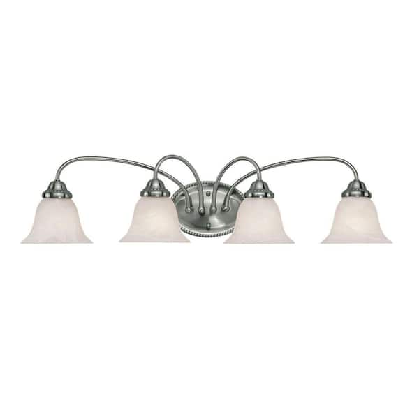 Millennium Lighting 4-Light Satin Nickel Vanity Light with Faux Alabaster Glass