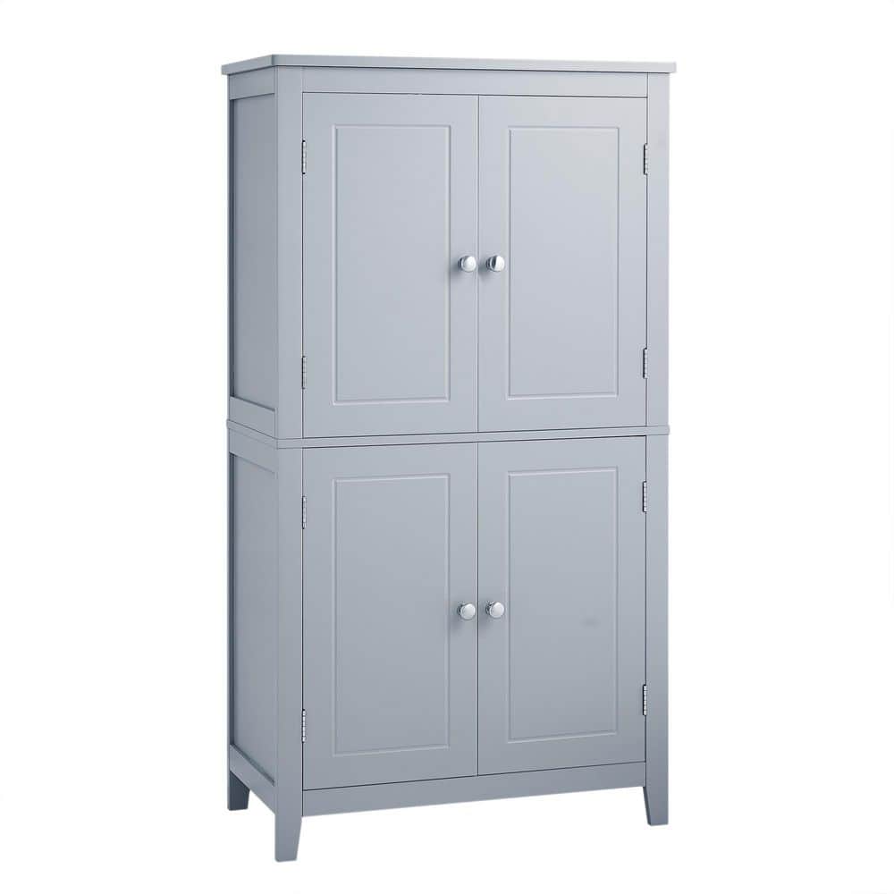 24 in. W x 12 in. D x 43 in. H Freestanding Gray Linen Cabinet with 4 Doors and Adjustable Shelves price history on PriceWatchPro