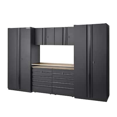7-Piece Heavy Duty Welded Steel Garage Storage System in Black (128 in. W x 81 in. H x 24 in. D)