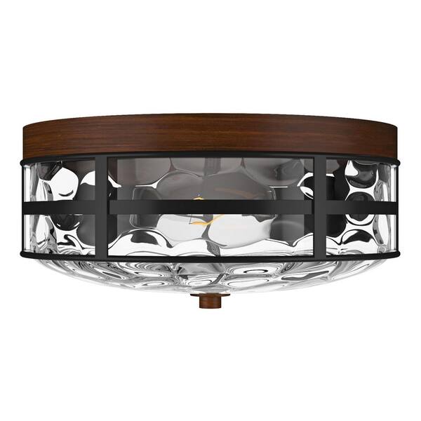 aiwen 12 in. 2-Light Farmhouse Black Flush Mount Ceiling Light