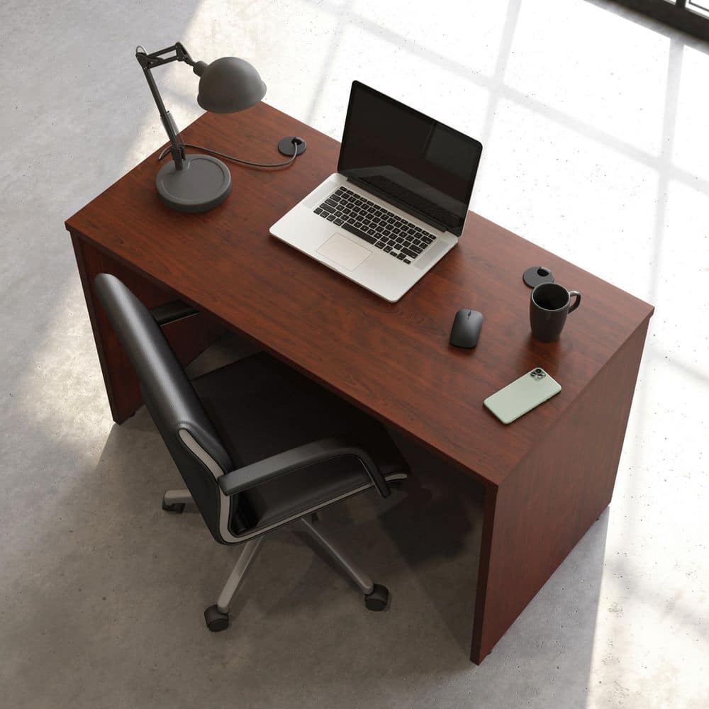 Classic Cherry Engineered Wood Executive Desk with Cord Management