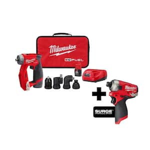 M12 FUEL 12V Lithium-Ion Brushless Cordless 4-in-1 Installation 3/8in. Drill Driver & SURGE Impact Driver Combo Kit