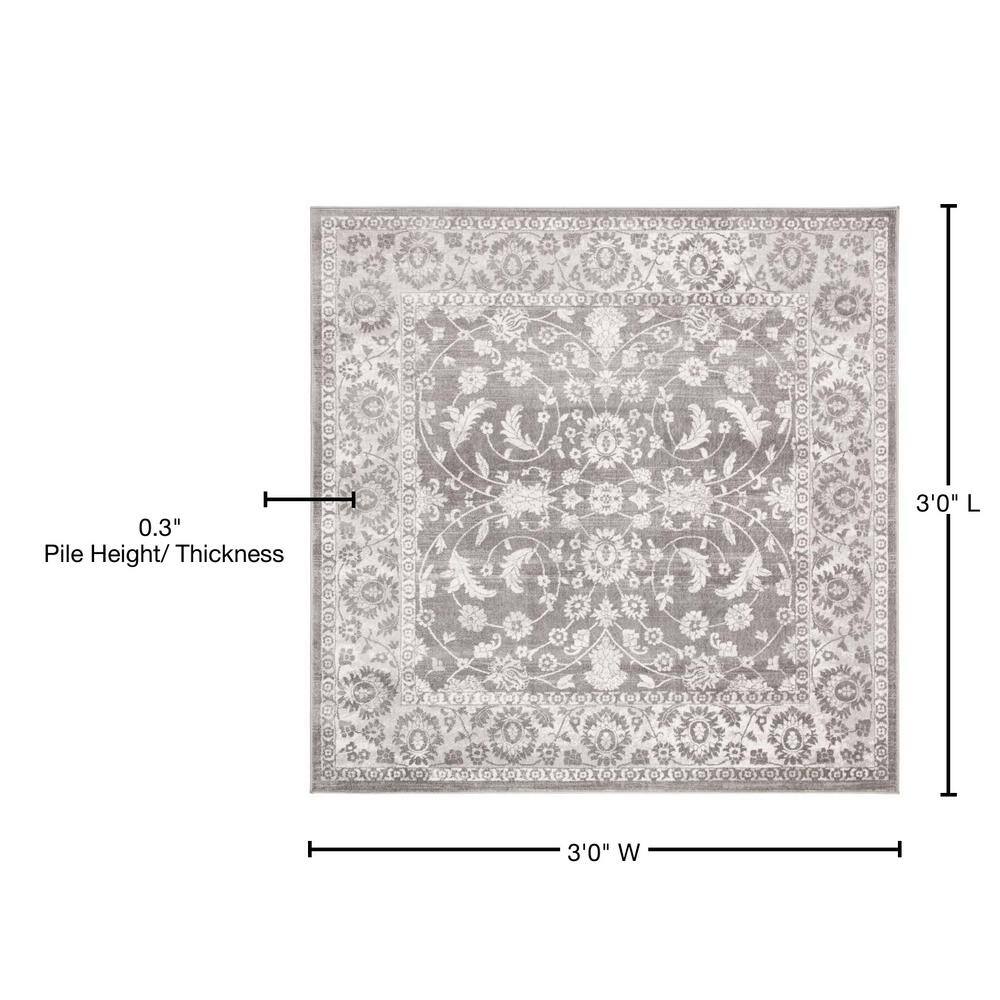 Brentwood 3' Square Gray Synthetic Hand-Knotted Area Rug