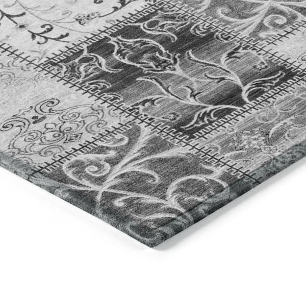 Gray 2 ft. x 8 ft. Woven Plaid Runner Indoor/Outdoor Area Rug