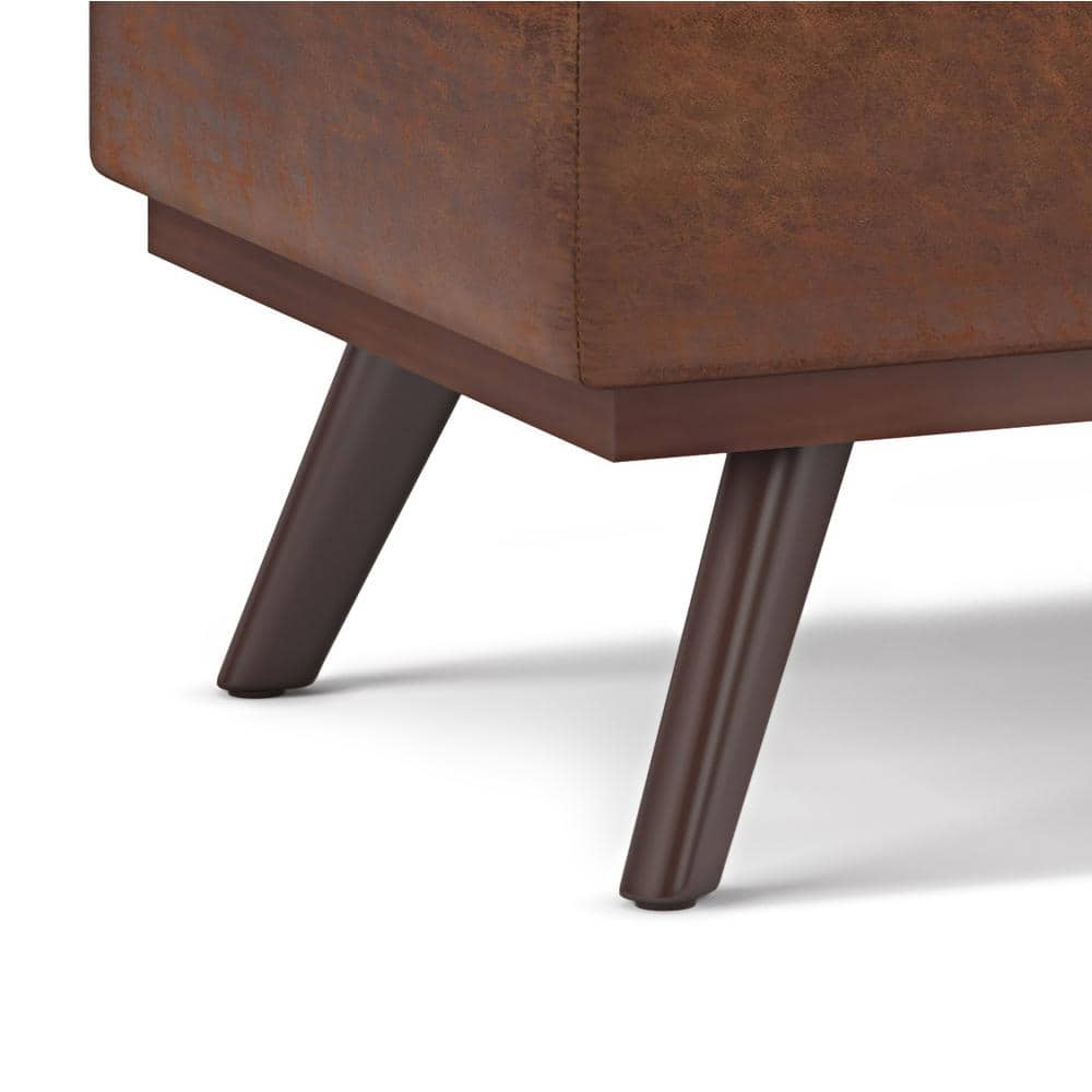 Mid Century Modern Brown Faux Leather Cocktail Table