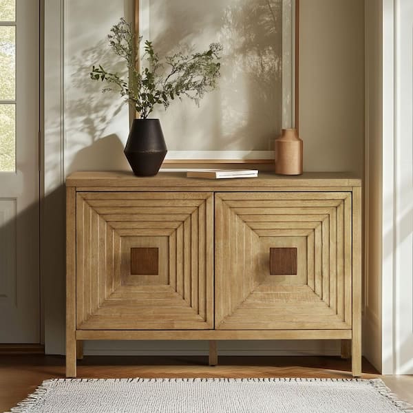 Phinney Natural 32 in. H 2-Door Accent Cabinet with Adjustable Shelves