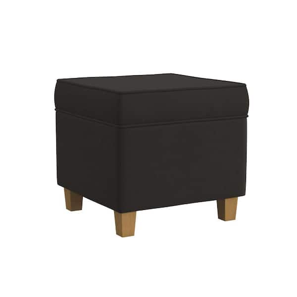 Benjara Pyp Dark Chocolate Brown and Honey Oak Brown Velvet Square Storage Ottoman