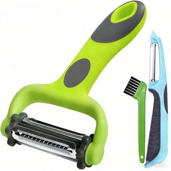 3-in-1 Stainless Steel Vegetable Peelers with Julienne Function and Non-Slip Grip