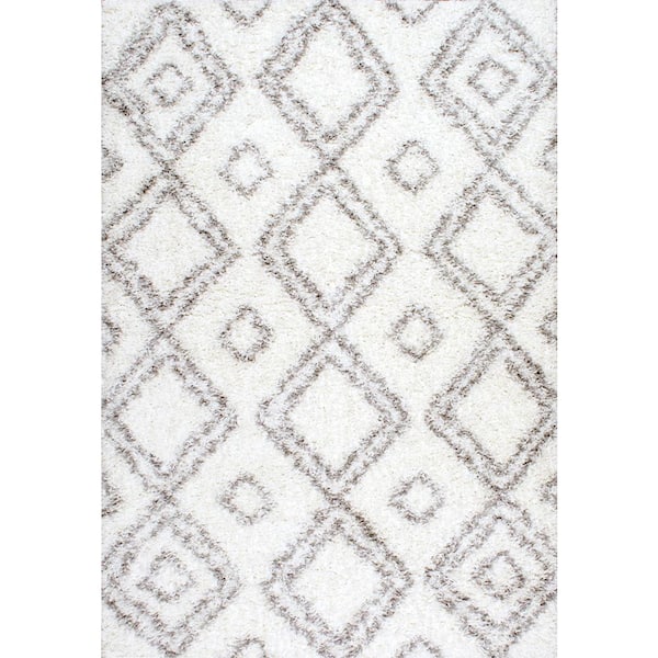 Iola Plush Shag White 7 ft. x 9 ft. Area Rug