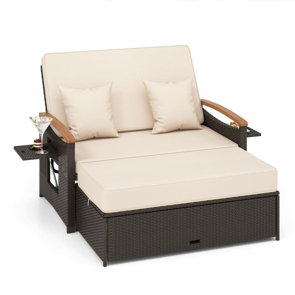 Wicker Outdoor Day Bed with Beige Cushions price history on PriceWatchPro
