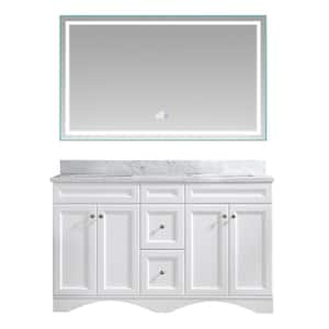 60 in. W x 22 in. D x 35.4 in. H Double Sink Bath Vanity in White with Top and Mirror