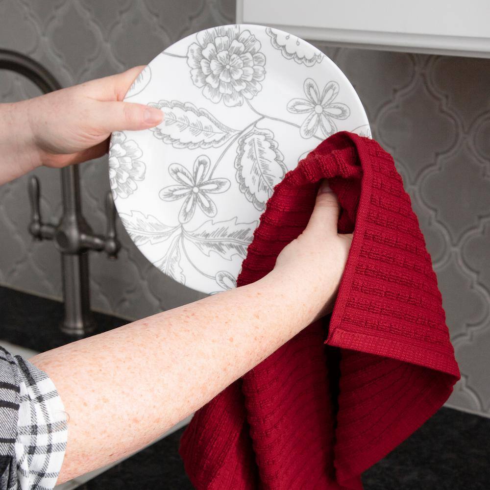 Paprika Red Terry Cotton Kitchen Towel Set, 2-Pack