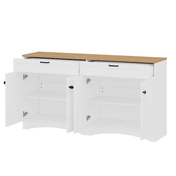 62.9 in. W x 15.7 in. D x 33.4 in. H Bathroom White Linen Cabinet
