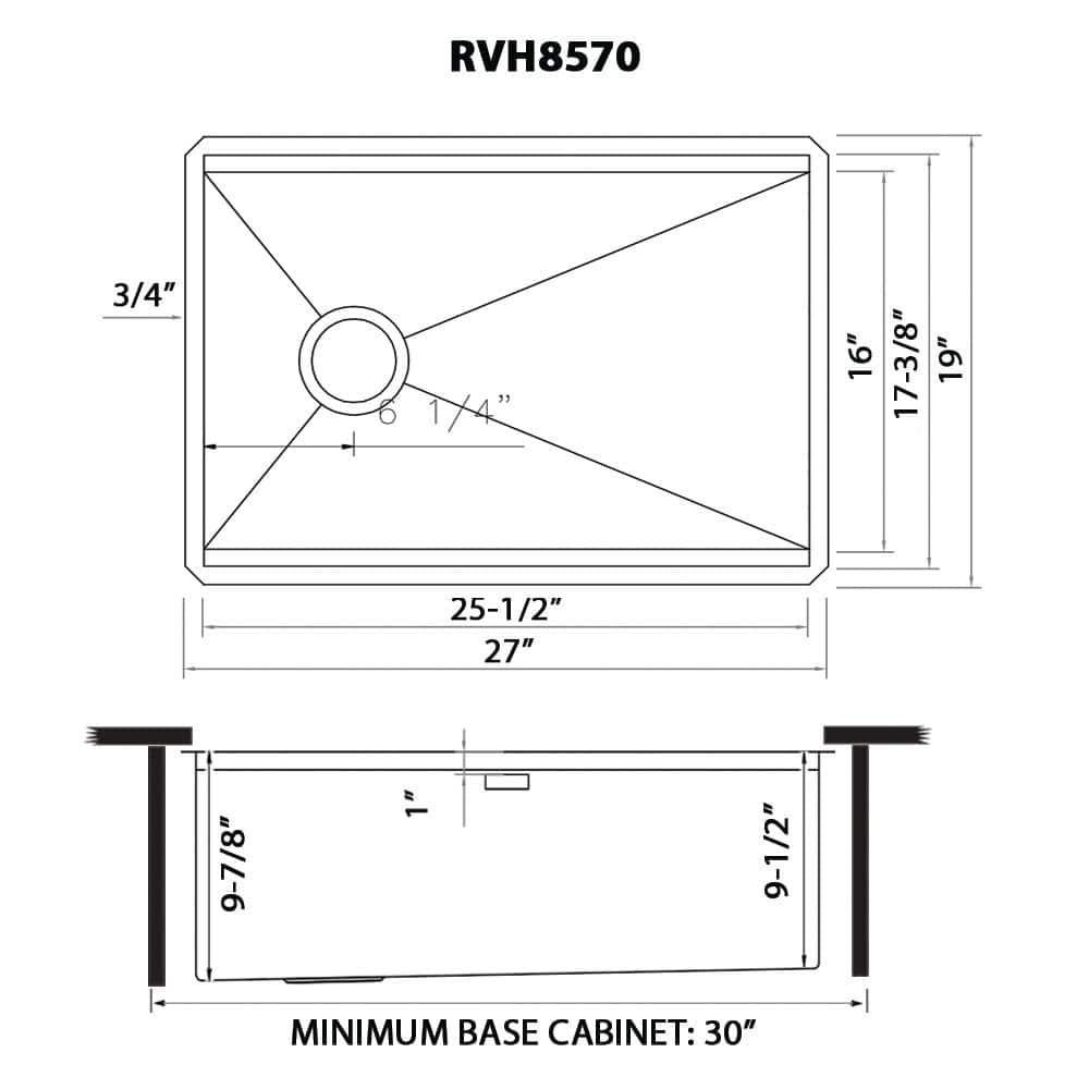 Ruvati 27" Stainless Steel Undermount Workstation Kitchen Sink