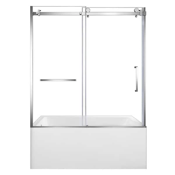 Kingston Brass 60 in. x 36 in. Acrylic Rectangular Alcove Soaking Bathtub with Left Drain in White/Polished Chrome