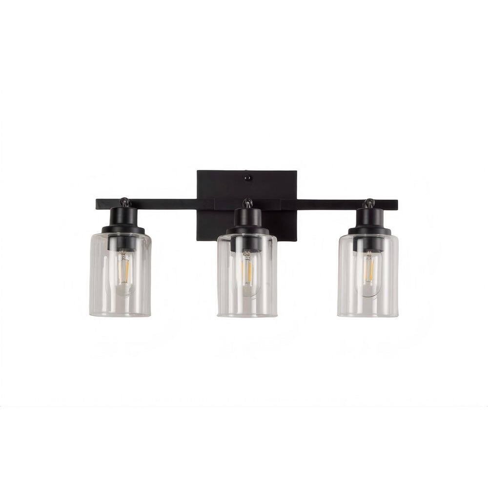 19.6 in. 3-Light Matte Black Multi-Directional Rotating Bathroom Vanity Light with Clear Glass Shades price history on PriceWatchPro