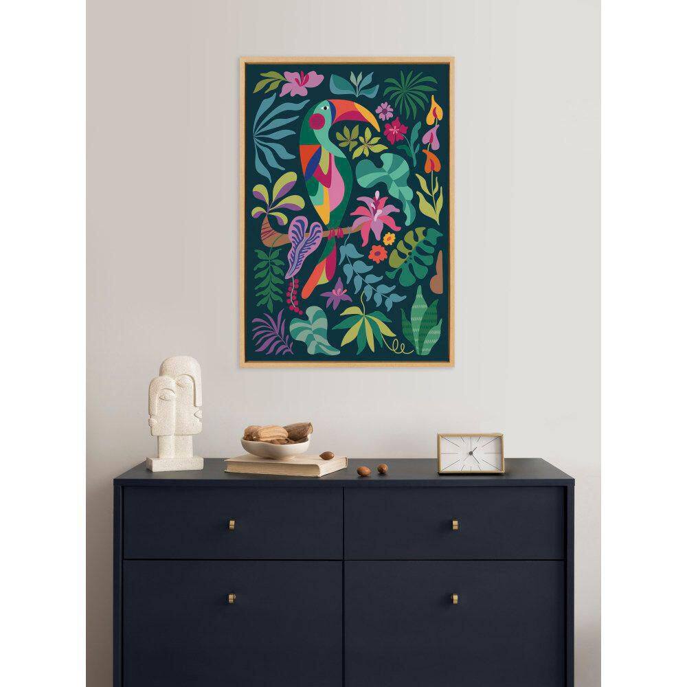 Natural 23x33 Tropical Toucan Framed Canvas Wall Art