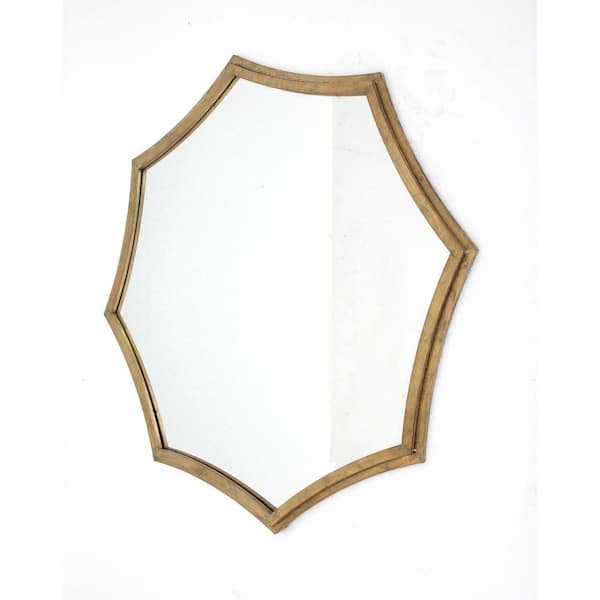 HomeRoots 33 in. W x 33 in. H Metal Antique Brass Dresser Mirror