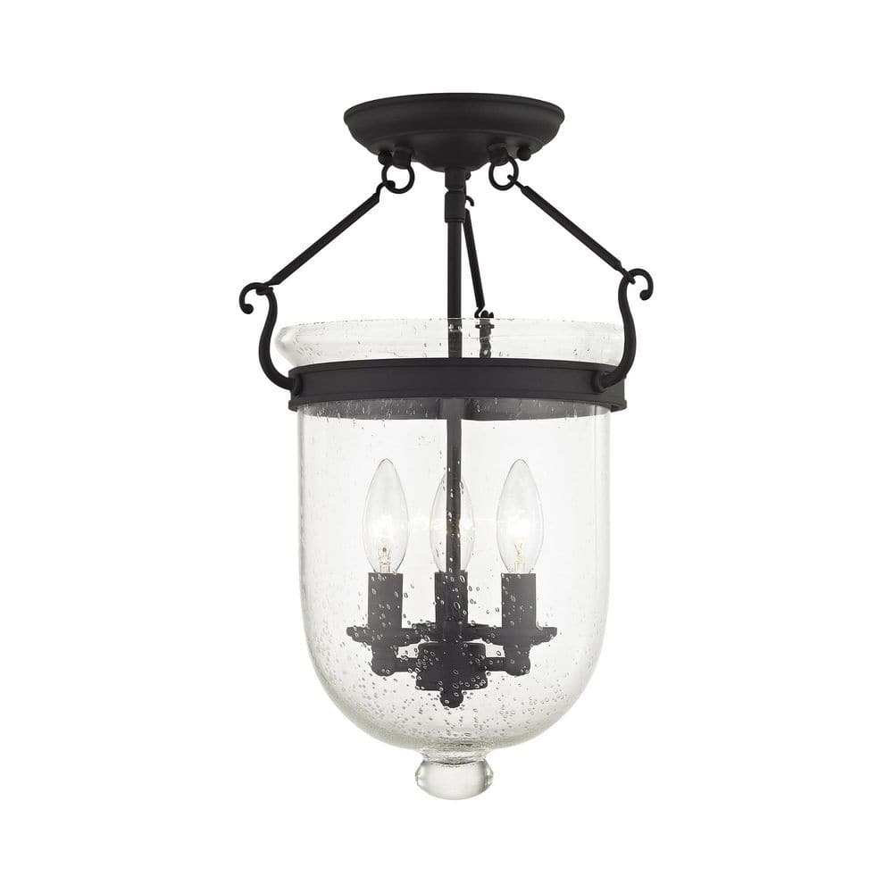 Jefferson 3 Light Black Semi Flush Mount price history on PriceWatchPro