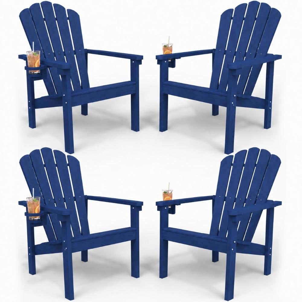 Outdoor HDPE Stackable Adirondack Chair with Cup Holder in Navy Blue (Set of 4) price history on PriceWatchPro