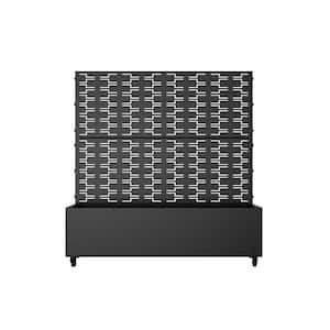 47 in. H x 47 in. W Rectanglar Black Outdoor Metal Privacy Screen Planter Box Wall Decor in Brick Pattern