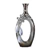 Portavelas Con Fuente OK Lighting Belleria - Plateado/gris, 4.5 X 16 X 16 Pulgadas, Polirresina