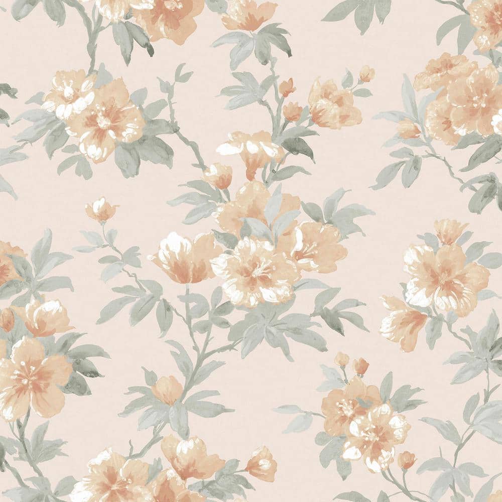 Laura Ashley Rosamund Apricot Orange Wallpaper Sample 12739094 The