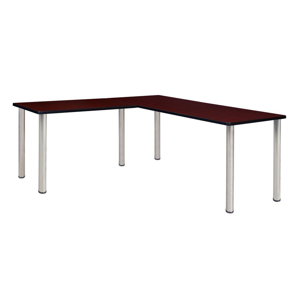 Kee 66 in x 66 in. Mahogany Brown Top Corner L Shaped Desk, Chrome Legs price history on PriceWatchPro