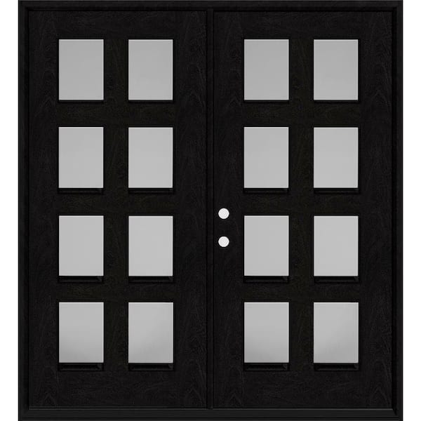 Steves & Sons Regency 72 in. x 80 in. 8L Modern Clear Glass RHIS Onyx Stained Fiberglass Double Prehung Front Door with 6 in. Jamb