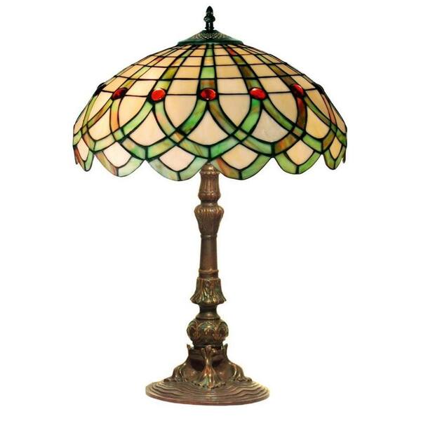 Warehouse of Tiffany Ribbon 24 in. Bronze Stained Glass Table Lamp