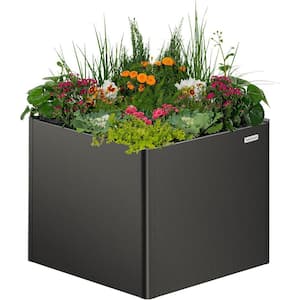 32" Extra Tall Modern Raised Garden Bed 42" x 42" Heavy Metal Planter Box for Plants Flowers Double-Walled Steel Planter