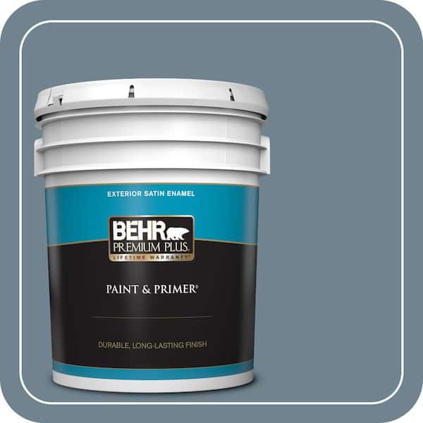 BEHR PREMIUM PLUS 5 gal. #PPF-37 Rocky Creek Satin Enamel Exterior Paint & Primer