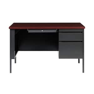 48 in. W x 30 in. D Rectangular Shape Charcoal/Mahogany 3-Drawer Executive Desk with Right-Hand Single Pedestal File