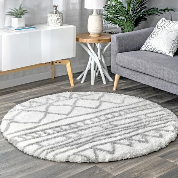 Nuloom Renata Moroccan Gray 5 Ft, 5 Ft Round Rug
