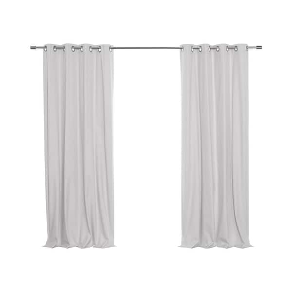 Best Home Fashion Light Gray Faux Linen Solid 52 in. W x 108 in. L Grommet Blackout Curtain (Set of 2)