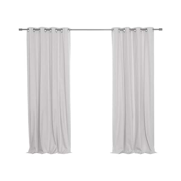 Best Home Fashion Light Gray Faux Linen Solid 52 in. W x 84 in. L Grommet Blackout Curtain (Set of 2)