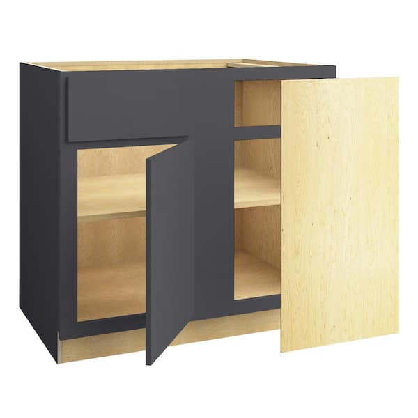 Home Decorators Collection Hargrove 36 in. W x 24 in. D x 34.5 in. H Assembled Plywood Base Blind Corner Kitchen Cabinet in Valiant Onyx Soft Close