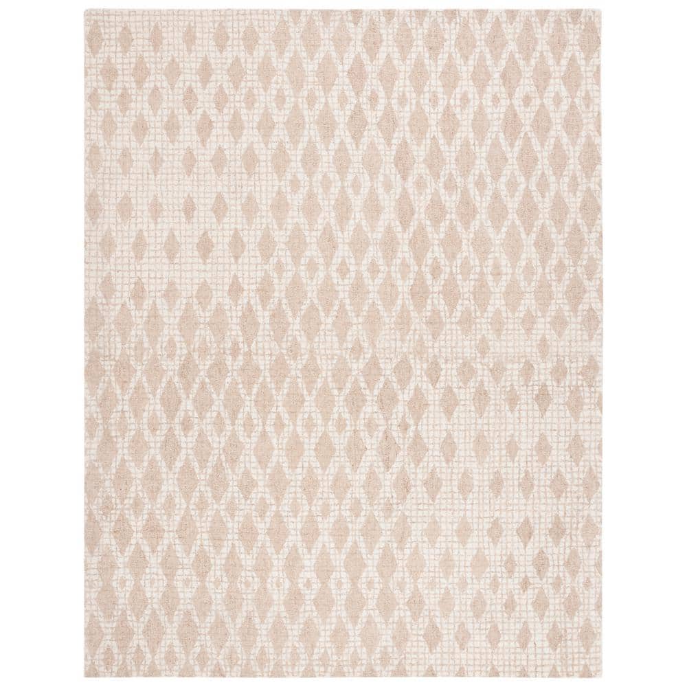 Ivory Abstract Handmade Wool Tufted 8' x 10' Rug