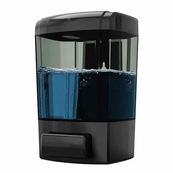 Black Manual Wall Mount Soap Dispenser, 23.7 oz. Large Capacity Clear Pump for Kitchen and Bathroom, Refillable