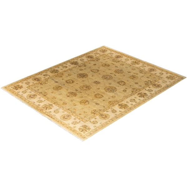 Oushak Gold  8 ft. x 10 ft. Floral Wool Indoor Area Rug