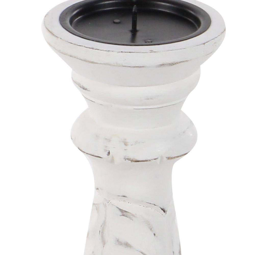 Elegant White Mango Wood Candle Lantern Trio, 18" Height