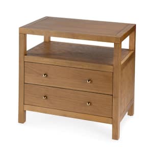 Nora Natural 2 Drawer 28 in. W Wood Nightstand