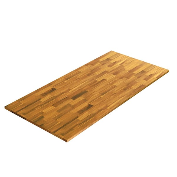 Interbuild 6.2 ft. L x 40 in. D, Acacia Butcher Block Countertop Island in Golden Teak with Square Edge