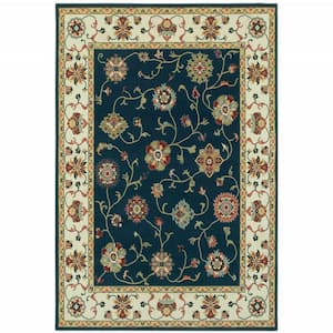 Navy and Ivory 2 ft. x 4 ft. Oriental Area Rug