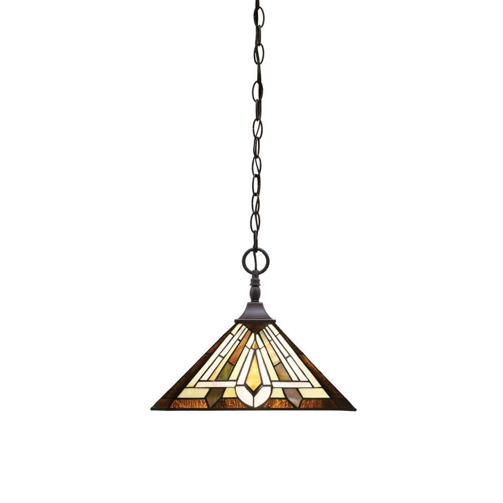Kingston 14 in. 1-Light Dark Granite Chain Pendant Light with 14 in. Tahoe 