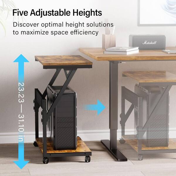 Pc Shelf 2-Tier Rolling Computer Tower Stand With Locking Wheels ...