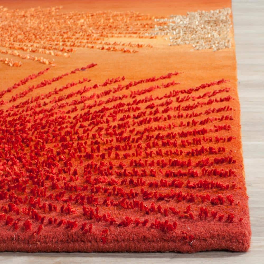 Handmade Reversible Rust Multi Wool Viscose Runner Rug