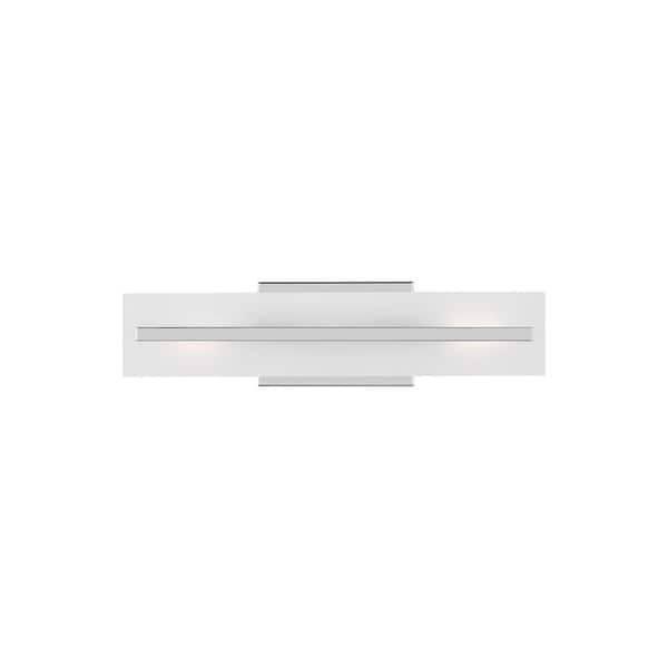 Studio Northcross 17.875 in. Small 2-Light Chrome Vanity Light with Satin Etched Glass Shade