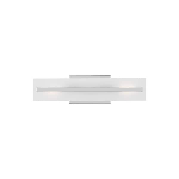 TIELLA Northcross 17.875 in. Small 2-Light Chrome Vanity Light with Satin Etched Glass Shade